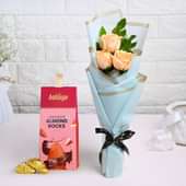 Peachy Bliss Roses With Almond Rocks