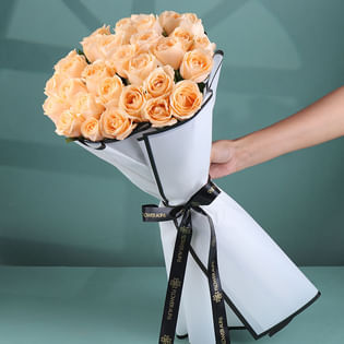 Peachy Rose Dreams In White Veil