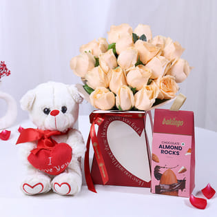 Peachy Rose Love With Teddy N Almond Rocks