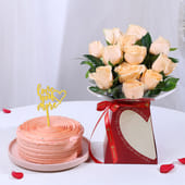 Peachy Rose N Strawberry Cake Love Combo