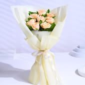Peachy Roses In Morning Haze