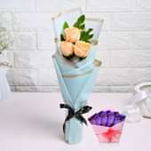 Peachy Roses N Indulging Chocolates