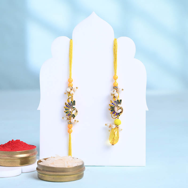 Peacock Bhai Bhabhi Rakhi With Chana Badam Barfi