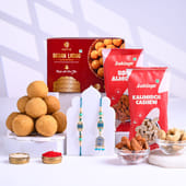 Peacock Bhai Bhabhi Rakhi With Ladoos N Savouries