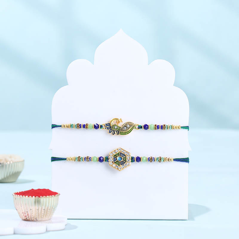Peacock Bhaiya Bhabhi Rakhi With Chana Badam Bite
