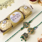 Peacock Bhaiya Bhabhi Rakhi With Ferrero Delights