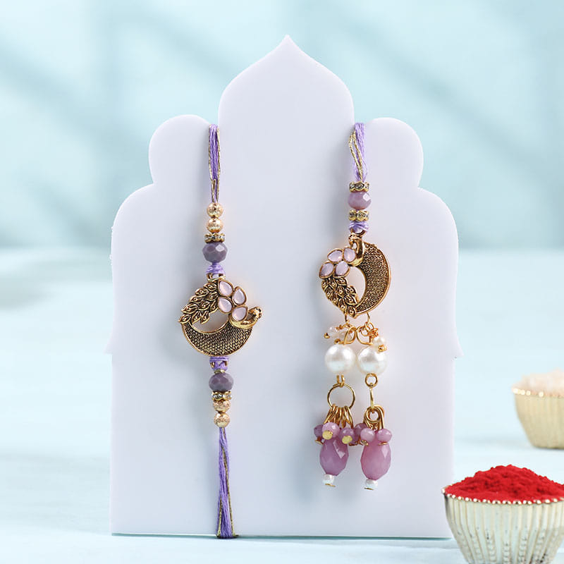Peacock Bhaiya Bhabhi Rakhis With Trail Mix N Paan Raisin-Overseas