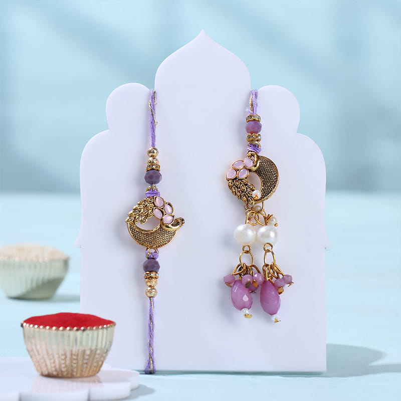 Peacock Charm Bhai Bhabhi Rakhis With Chocolates