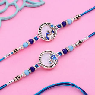 Peacock Charm Designer Rakhi Duo