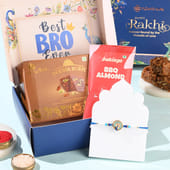 Peacock Crest Rakhi With Dodha N BBQ Almonds