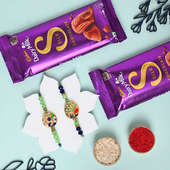 Peacock Designer Rakhi Duo With Chocolate