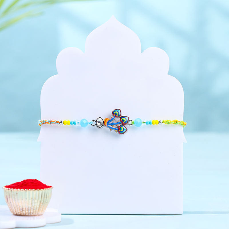 Peacock Designer Rakhi With Baklawa Fusion Sweets