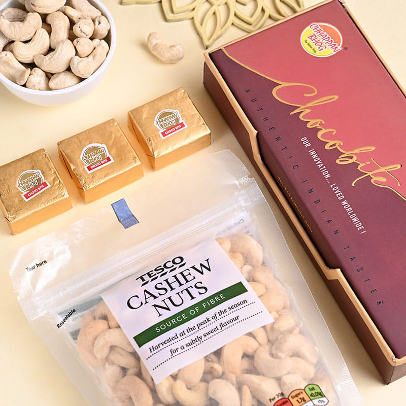 Peacock Designer Rakhi With Chocobite N Cashews