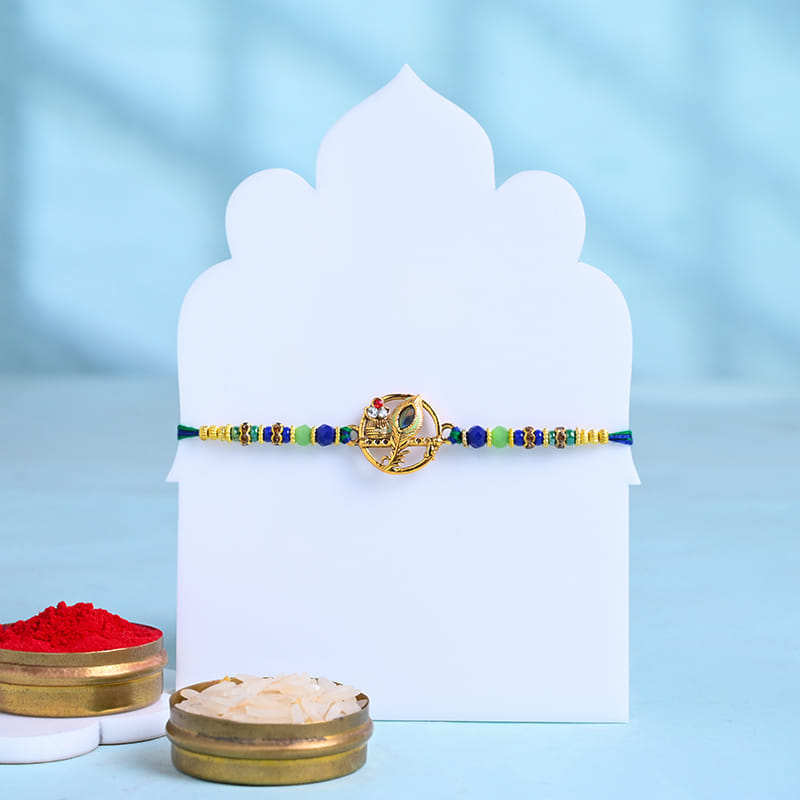 Peacock Designer Rakhi With Festive Treats