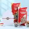 Designer Peacock Rakhi with Trail Mix and Cashews