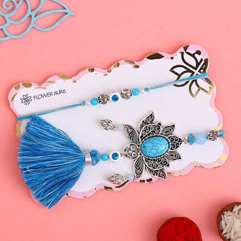 Peacock Evil Eye Bhaiya Bhabhi Rakhis