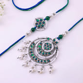 Peacock Kundan Bhaiya Bhabhi Rakhi