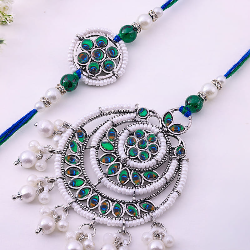 Peacock Kundan Bhaiya Bhabhi Rakhi