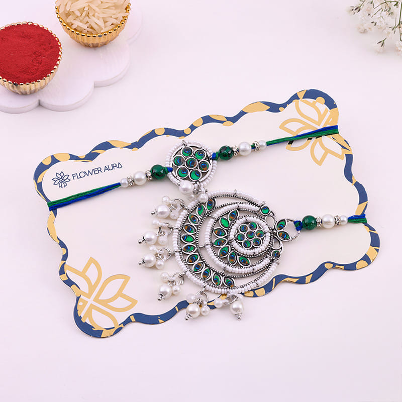 Peacock Kundan Bhaiya Bhabhi Rakhi