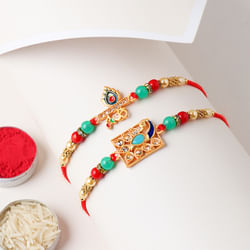 Set of 2 Peacock Kundan Rakhi
