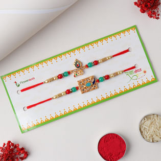 Set of 2 Peacock Kundan Rakhi