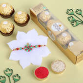 Peacock Kundan Rakhi With Ferrero Rocher