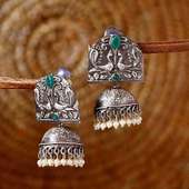 Peacock Love Pair Jhumka Set- Online jewellary shooping