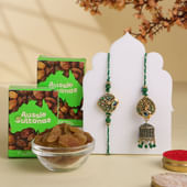 Peacock Motif Bhaiya Bhabhi Rakhis With Sultanas
