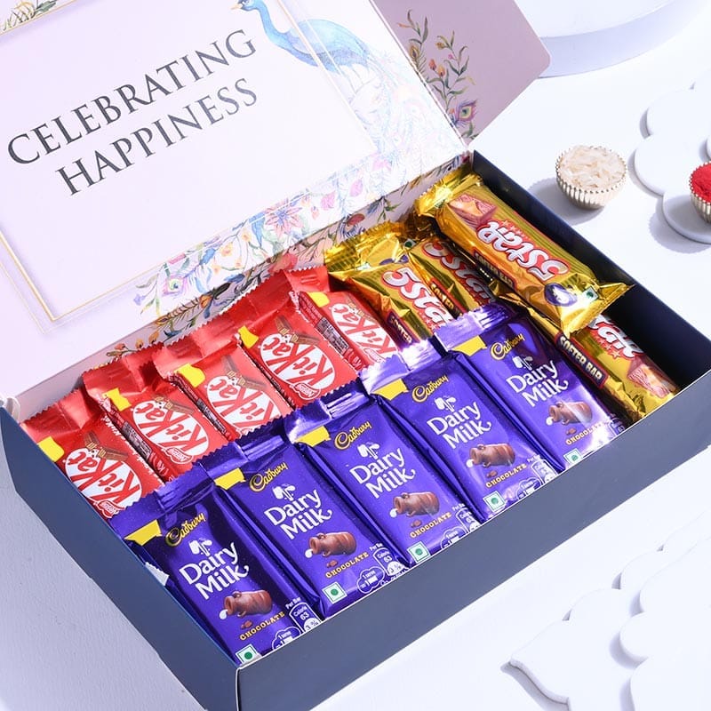 Peacock Motif Rakhi With Assorted Chocolate Box