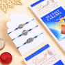 Peacock N Floral Rakhi Trio With Chocolates