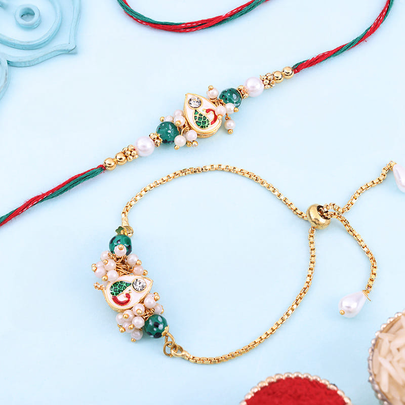 Peacock N Pearls Bhaiya Bhabhi Rakhis