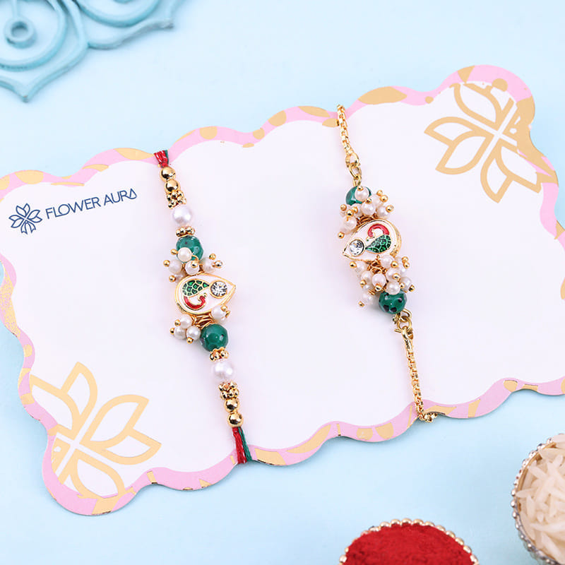 Peacock N Pearls Bhaiya Bhabhi Rakhis