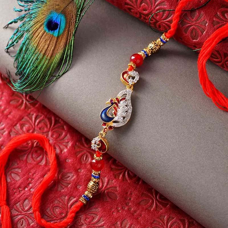 Peacock Premium Stone Rakhi