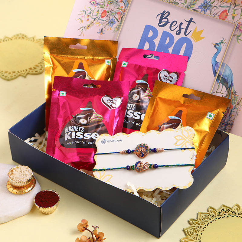 Peacock Rakhi Duo N Chocolate Delights Hamper