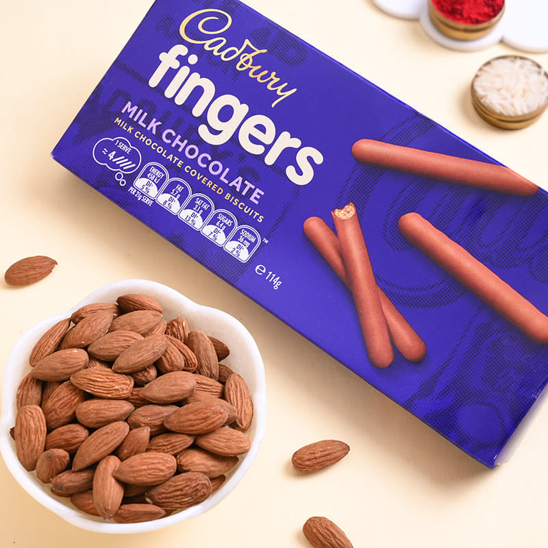 Peacock Rakhi Duo With Cadbury Fingers