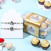 Peacock Rakhi Duo With Chocolates