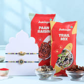 Peacock Rakhi Duo With Trail Mix N Raisins