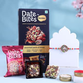 Peacock Rakhi N Assorted Date Bites Combo