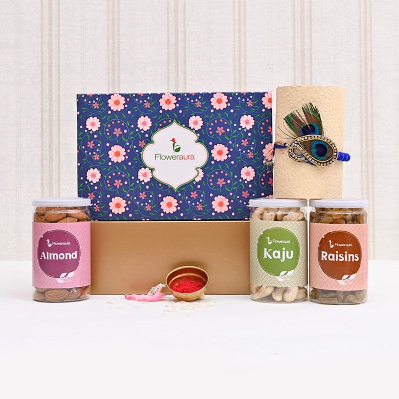 Peacock Rakhi Signature Box - Send Rakhi Gift Box Online