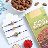 Peacock Rakhi Trio With Chocolate N Almonds