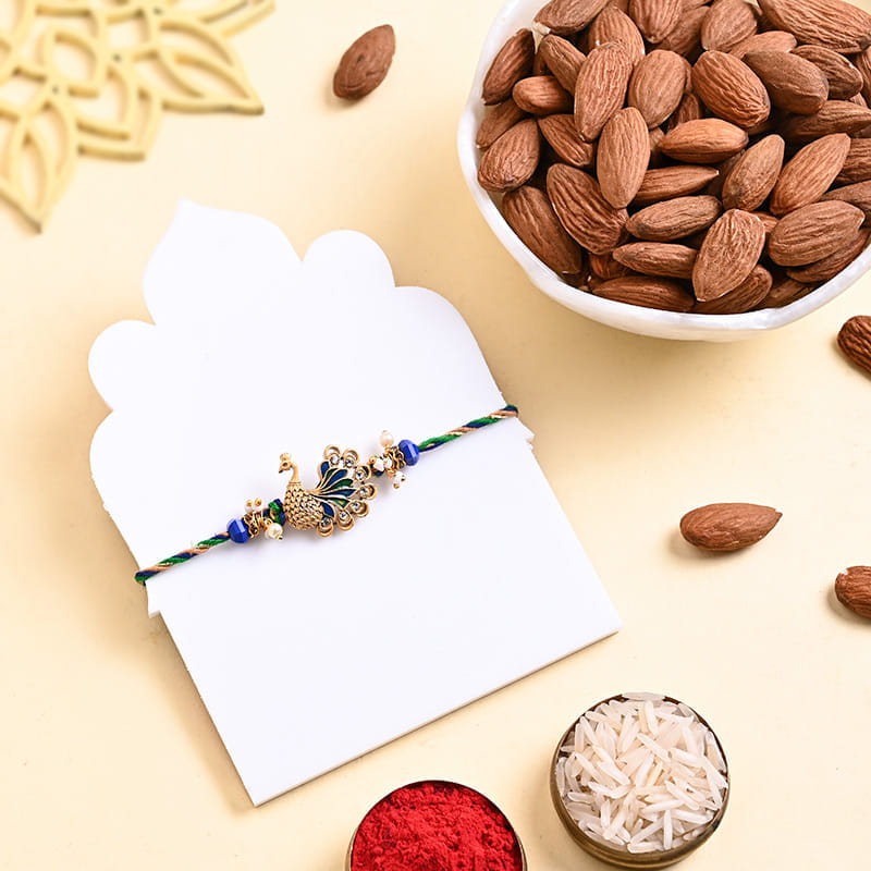 Peacock Rakhi With Almonds