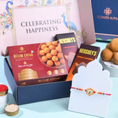 Peacock Rakhi With Besan Ladoo N Chocolates