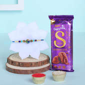 Peacock Rakhi With Cadbury Chocolate Bar-UAE