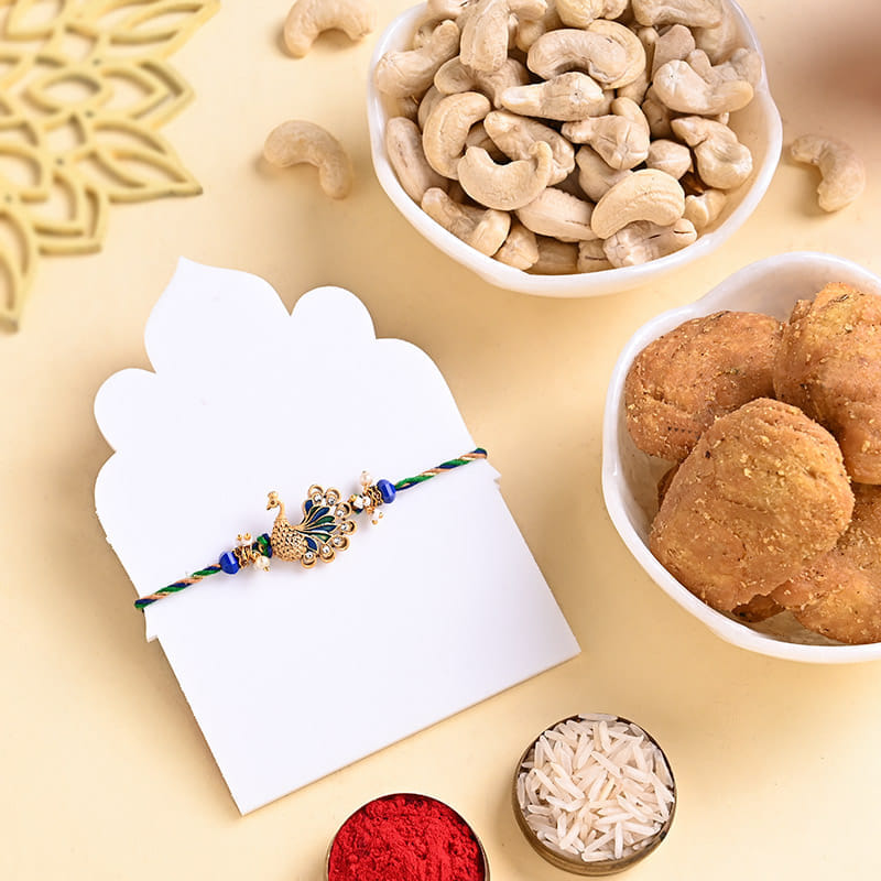 Peacock Rakhi With Festive Munchies