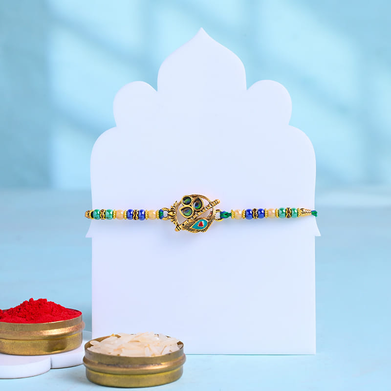 Peacock Rakhi With Gourmet Treats