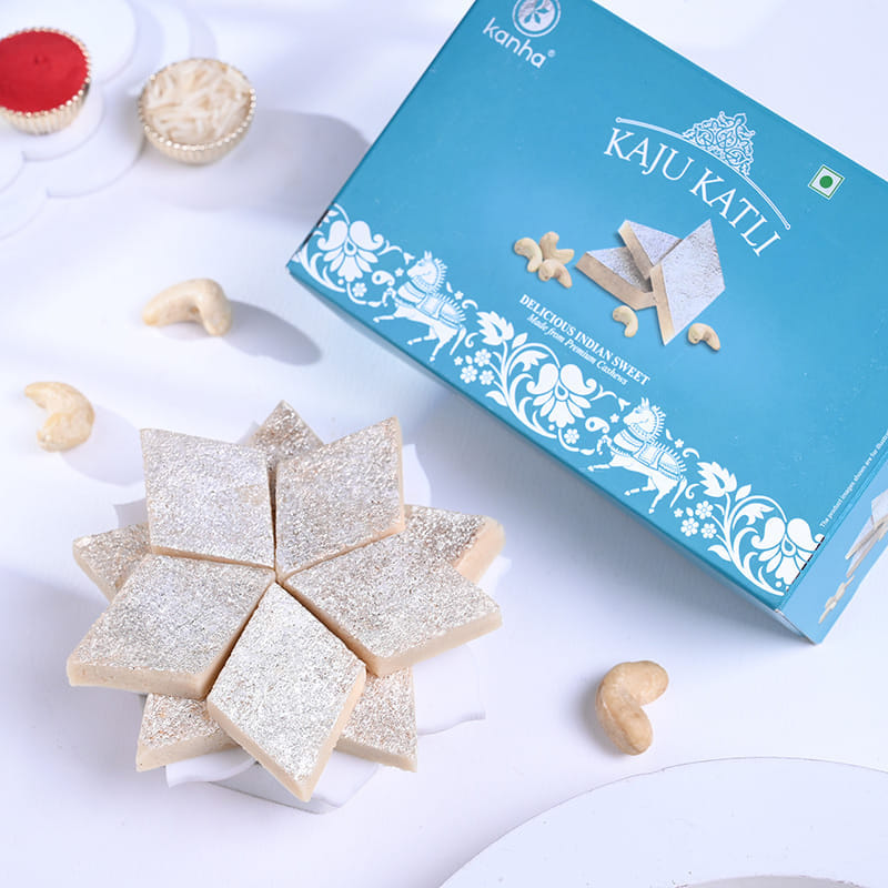 Peacock Rakhi With Kaju Katli N Chocolates