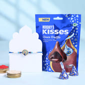 Peacock Stone Rakhi With Hersheys Truffle Kisses