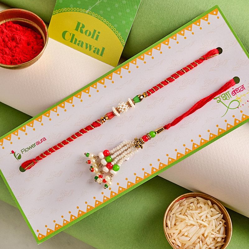 Order Lumba Rakhi for Bhaiya bhabhi in USA - Pearl Bhai Bhabhi Rakhi