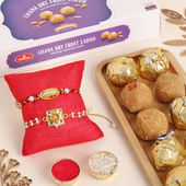 Pearl Bhaiya Bhabhi Rakhi Set With Chana Dry Fruit Laddoo
