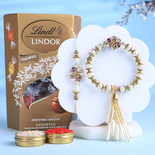 Pearl Bling Bhai Bhabhi Rakhi N Assorted Truffles-UK